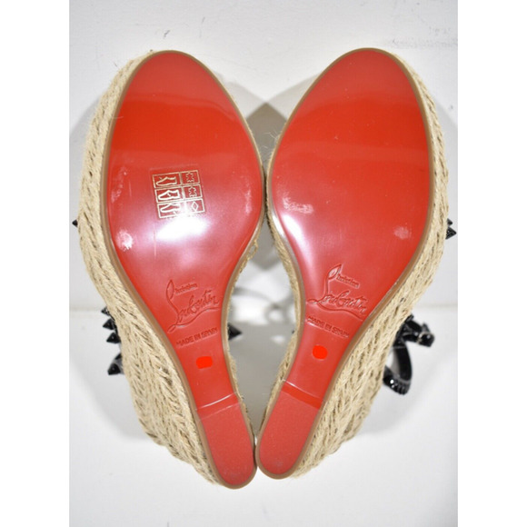 Christian Louboutin Mafaldina Zeppa 120 Black Platform Wedge Sandal Heel Pump 37 - Picture 12 of 12